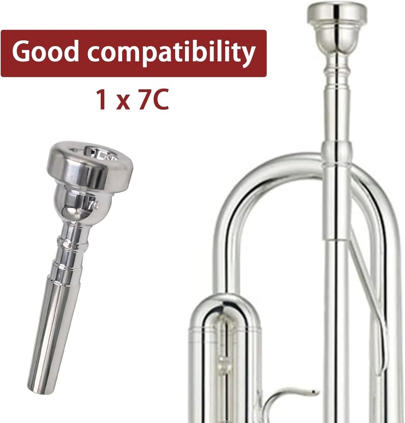 Cheerock 7C Trumpet Mouthpiece - Silver Plated, Compatible with Beginners and Professionals - Image 5